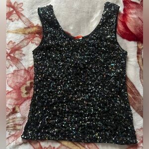 Y2K Elegant Black Sequin Tank Top